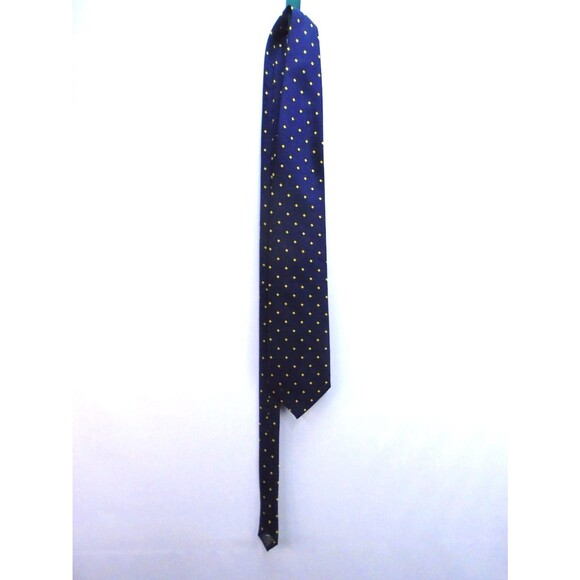 Hugo Boss Silk Classic Neck Tie Made In Italy Blue/Gold Dots - Picture 1 of 7